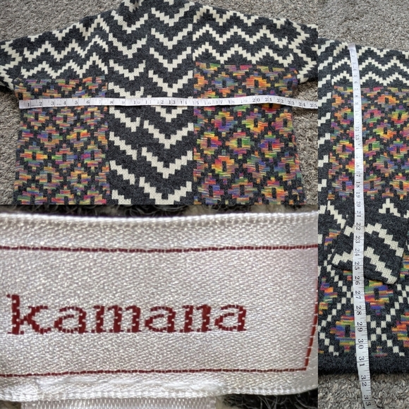 Kamana Black White Rainbow Colorful Chevron Open Cardigan Sweater XL - Picture 8 of 8